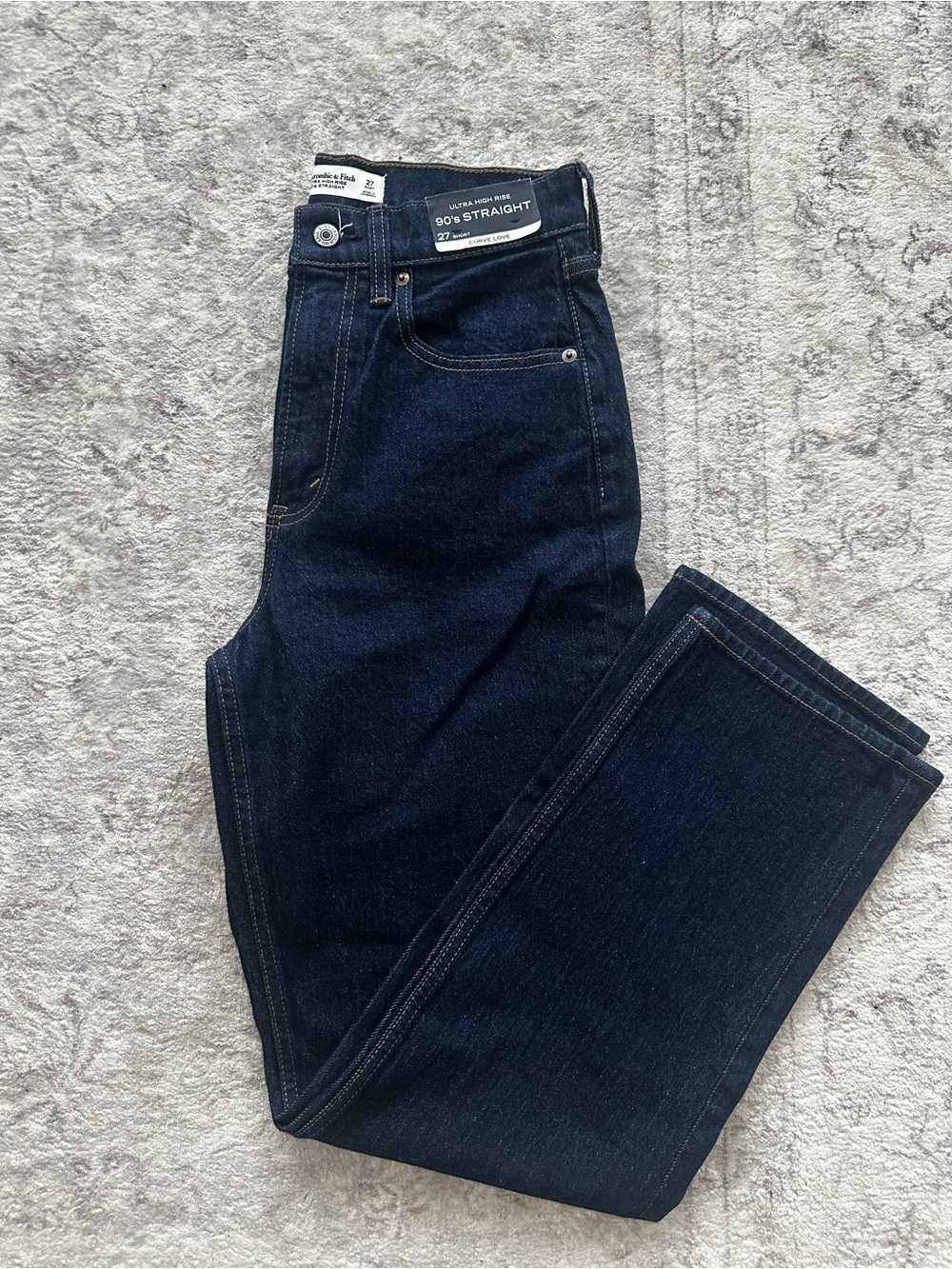 Abercrombie & Fitch Women's Dark Indigo Straight Leg Jeans Size 27 short
